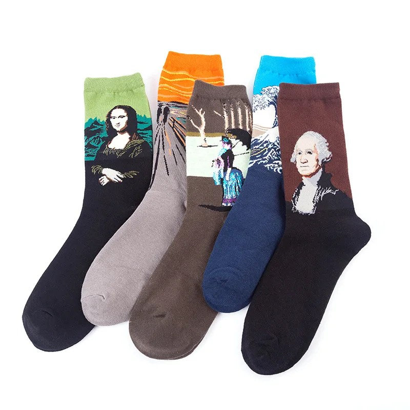 Upgrade Your Style with Oil Painting Cotton Socks for Men and Women - Perfect for Spring and Autumn!