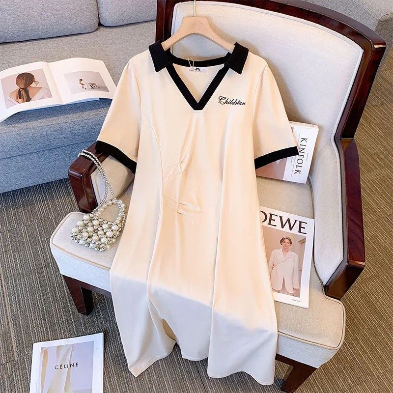Stylish Women's Plus Size Slimming Casual Skirt & Short-Sleeved Dress for Summer