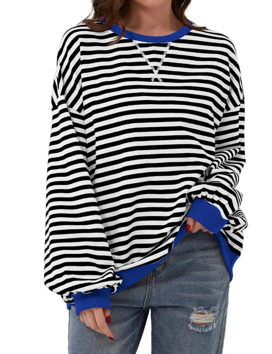 Upgrade Your Wardrobe with the 2024 Spring Striped Pattern Sweatshirt - Perfect for Casual Cross-border Style!