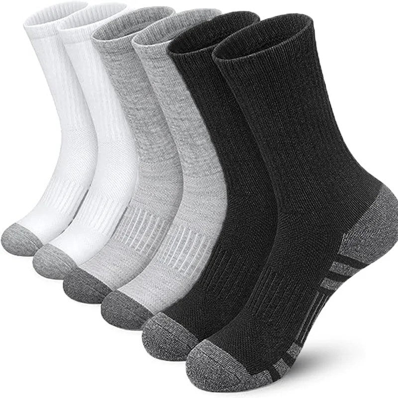Upgrade Your Game with 3 Pairs of Plus Size Men's Basketball Socks in Black and White
