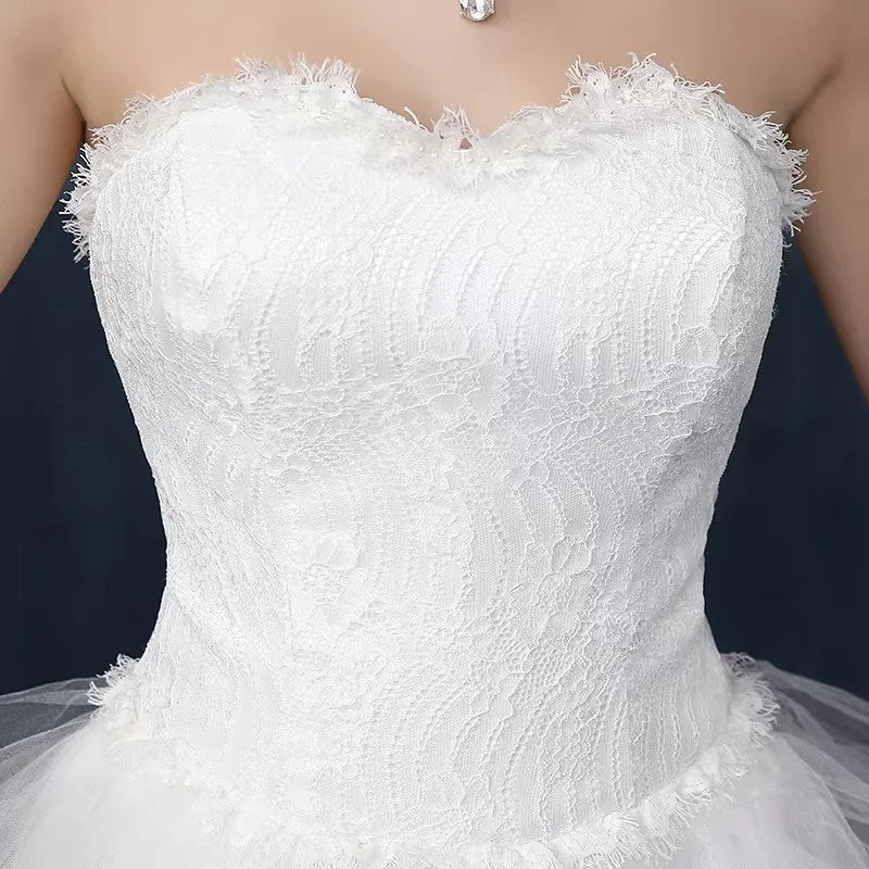 Light Wedding Dress, Short in Front and Long in The Back, Small Trailing, Slim and Thin