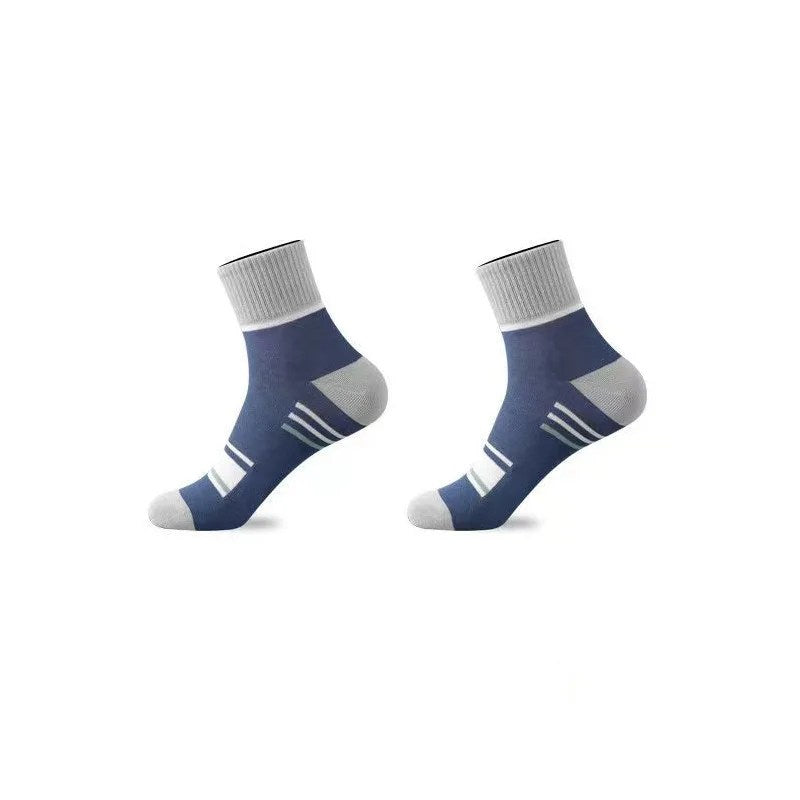men's cotton socks , breathable and deodorant sports ins trend color-blocked stripe student socks