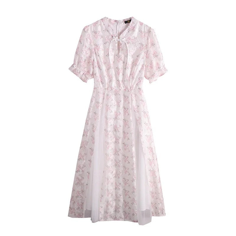 Stylish Plus Size Women's Retro Floral Dress for Summer - 60-175 KGS Tea Break Skirt