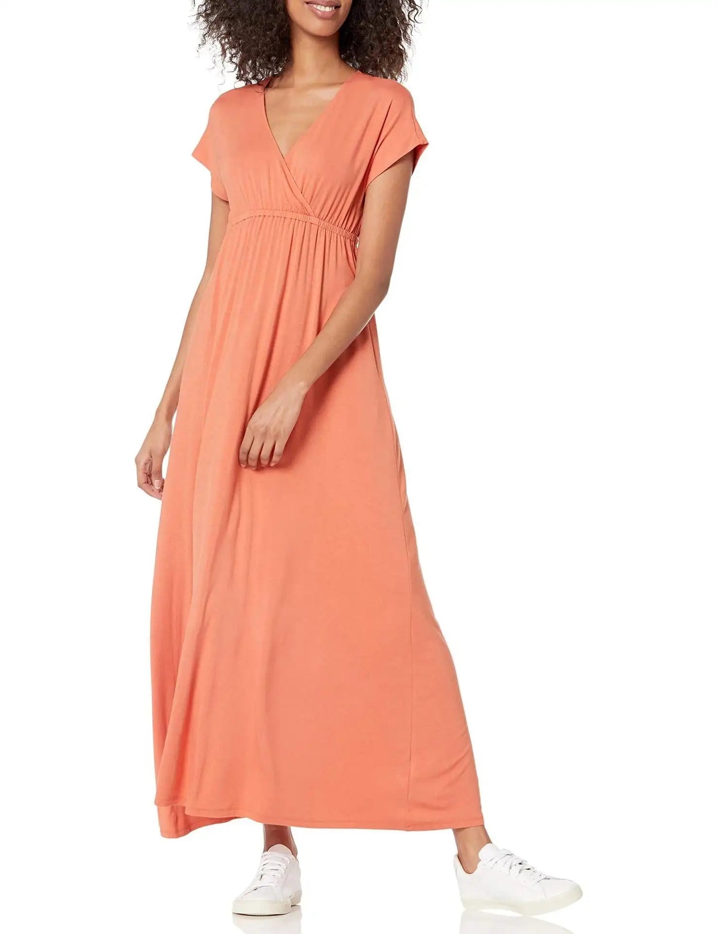 Effortlessly Chic: V-Neck Women's Oversized Dress for a Minimalist, Slimming Look
