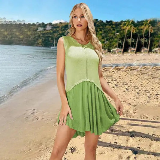2024 Fashion Trends: Colorful Round Neck Loose Dress for Women - Knitted Skirt Summer Style