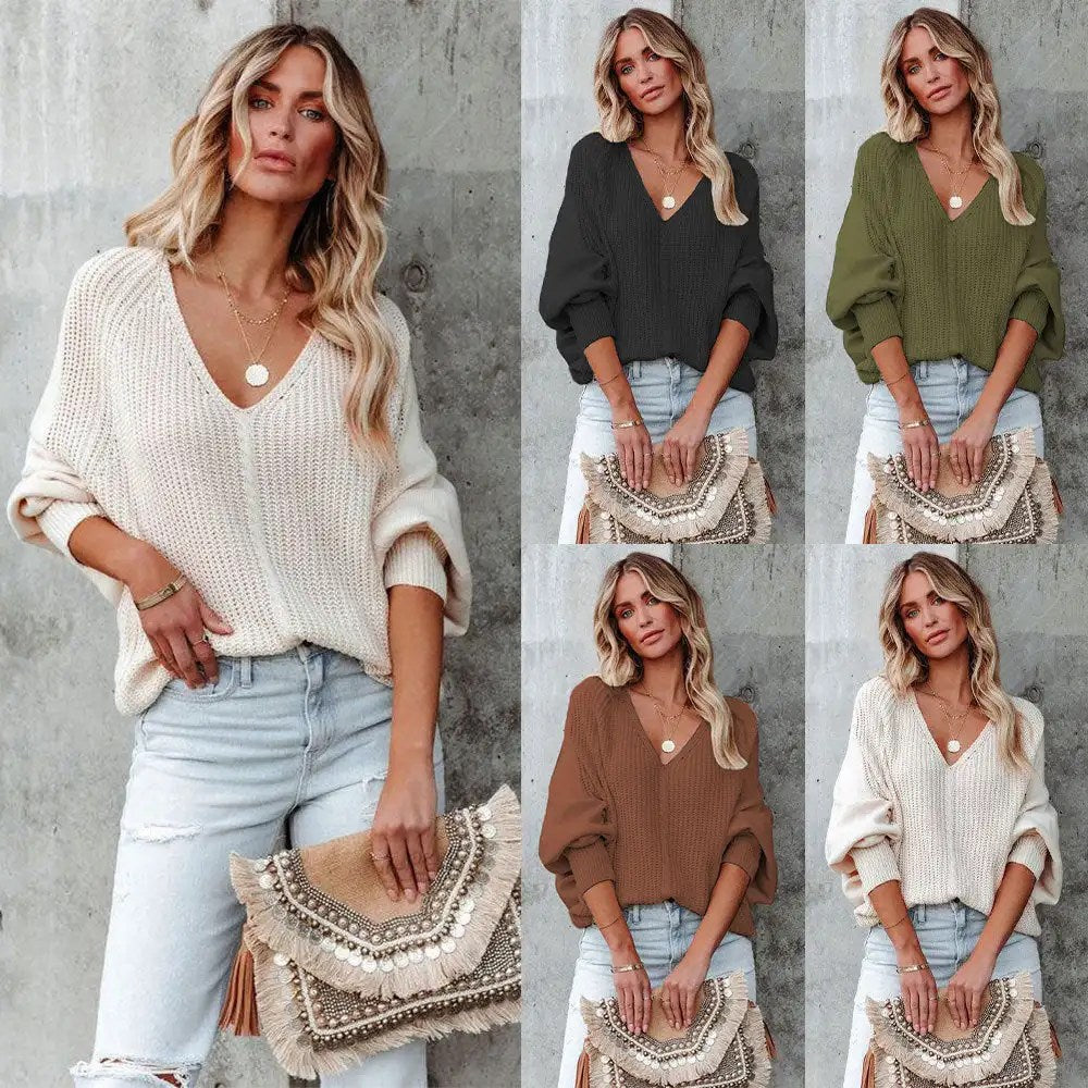 Stay Cozy and Chic with Our Off-the-Shoulder Knitwear: The Must-Have Rope Bat Sleeve Pullover for Trendy Women