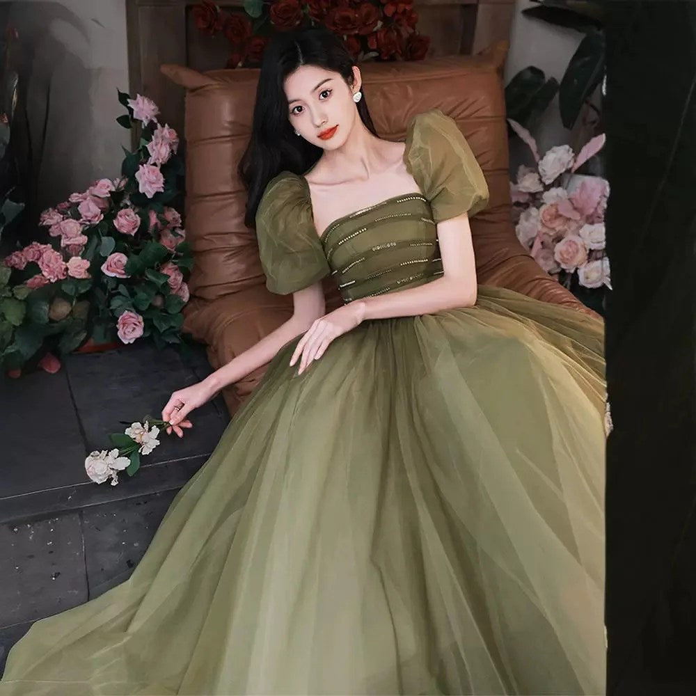 Evening Dress Fairy Fairy Delicate and Generous Host Fairy Adult Ceremony Green Small Man Thin Art Test Skirt Summer