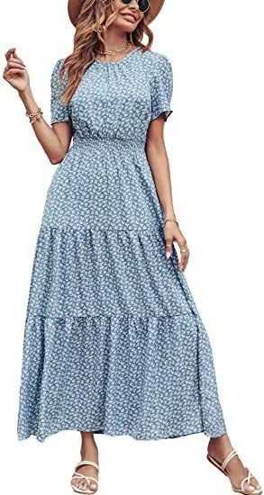 Spring & Autumn: New Floral Thin Waist Long Skirt Dress for Women - Perfect for Any Occasion!