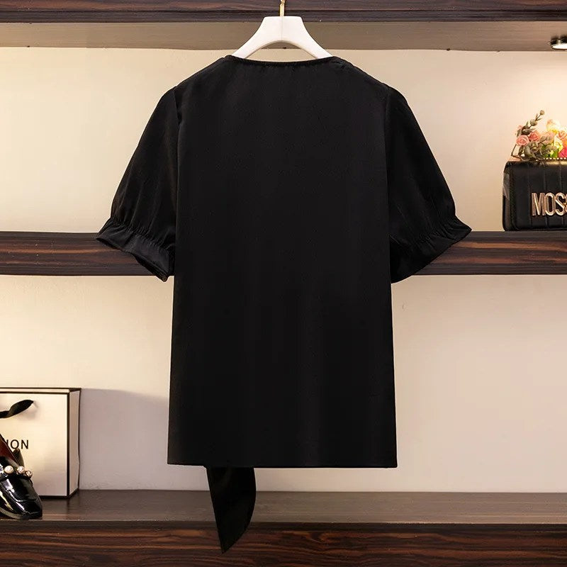 Summer Slimming Strategy: New Women's Fashion T-Shirt for Belly Coverage - Stylish Large Size Small Shirt