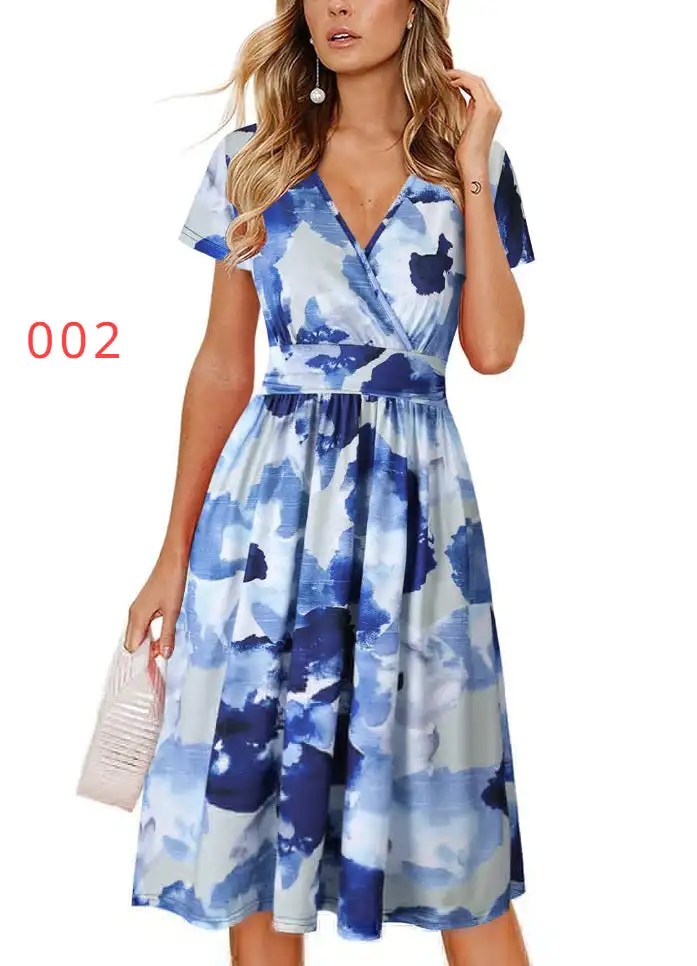 Flaunt Your Style with Our Women's Summer Floral V-Neck Cropped Party Dress - Perfect for Any Occasion!