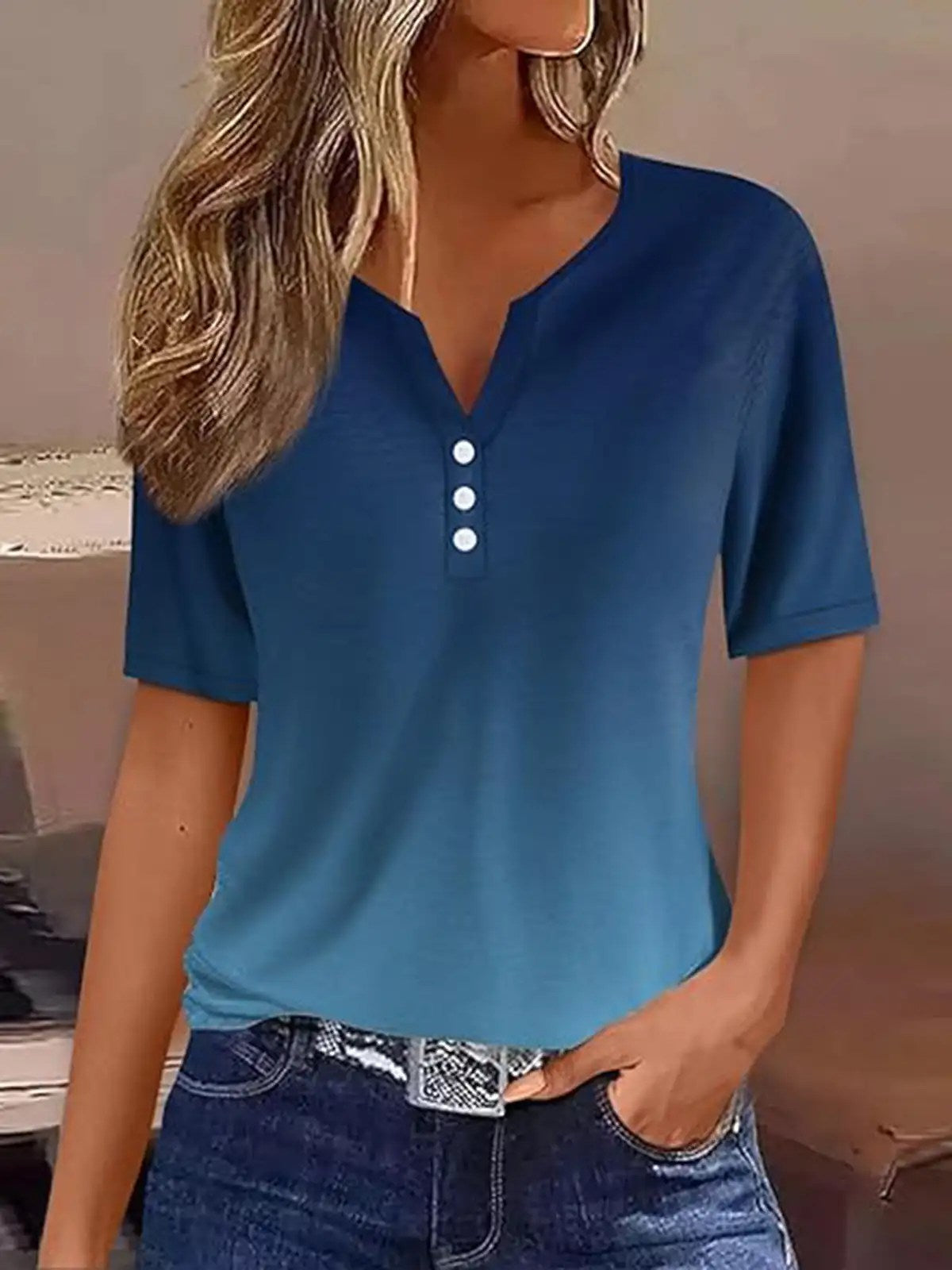 Stay Cool and Stylish with our Women's Summer V neck T-shirt - Perfect for Casual Comfort!
