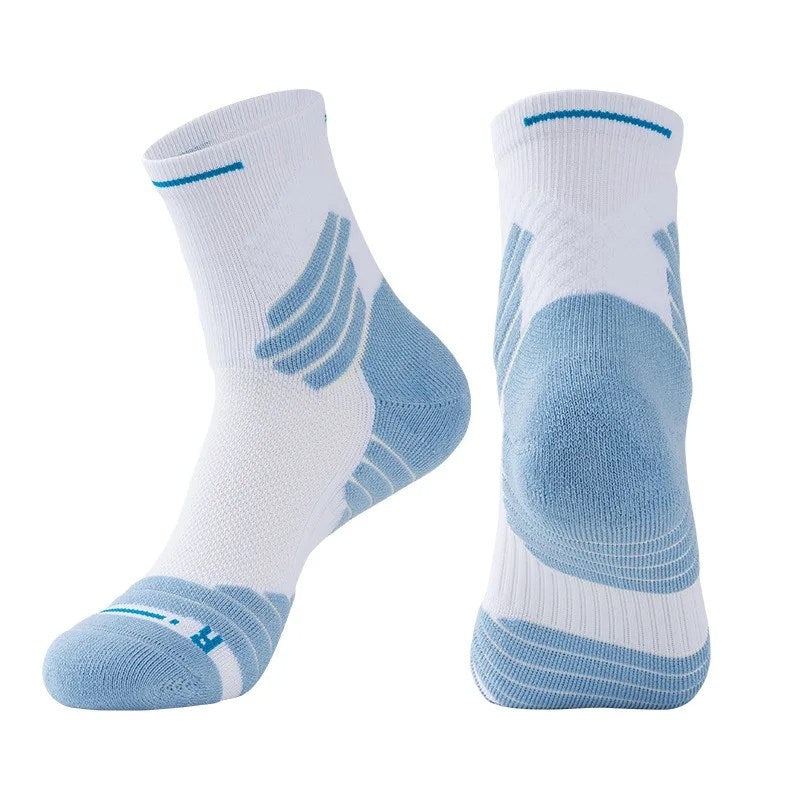 Elite Men's High Top Running Socks - Thickened Towel Bottom, Mid-Length Basketball Sports Socks for Professionals