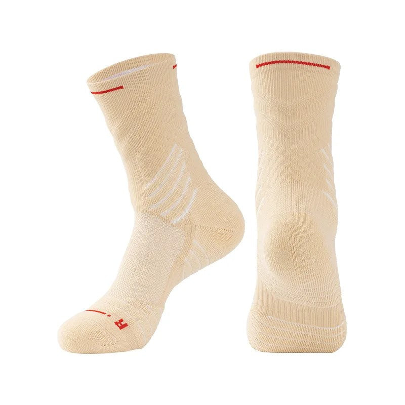 Elite Men's High Top Running Socks - Thickened Towel Bottom, Mid-Length Basketball Sports Socks for Professionals