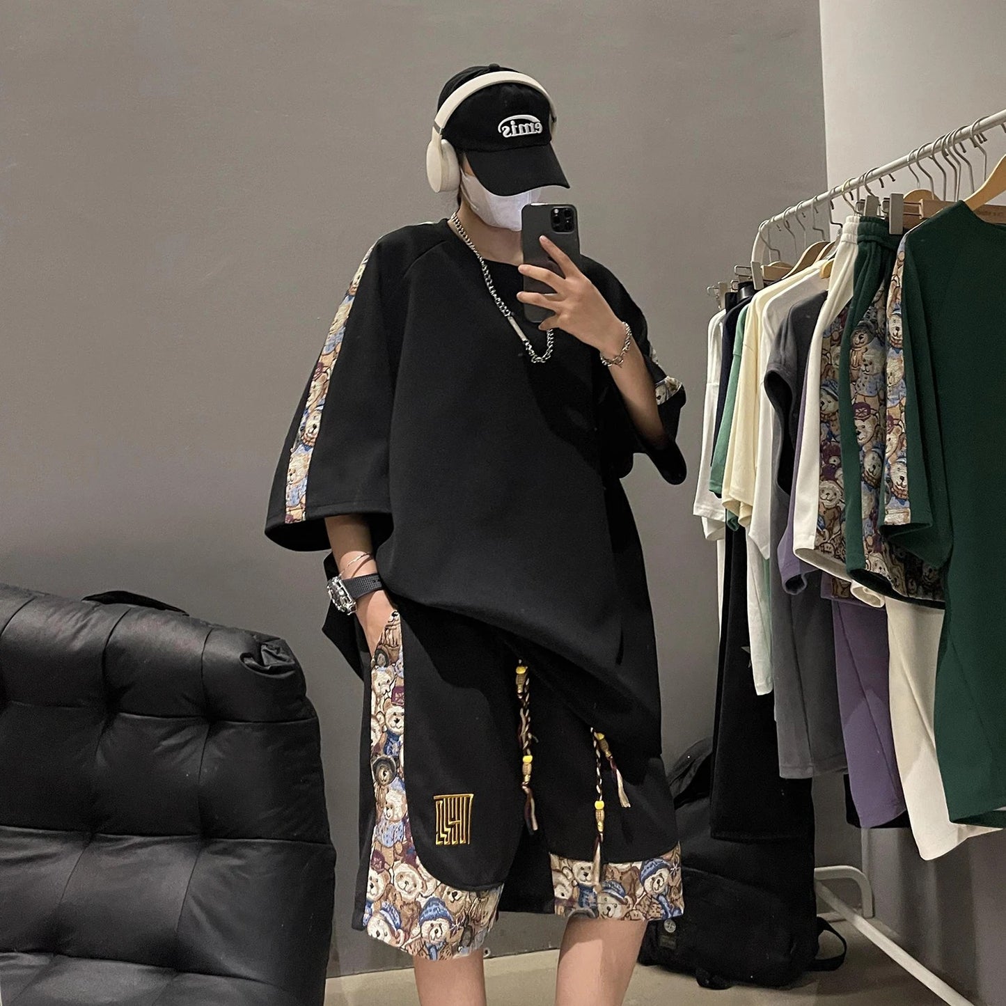 High-End Men's Summer Sportswear Suit: Trendy Brand T-Shirts and Shorts Two-Piece Set - Handsome Men's Clothing