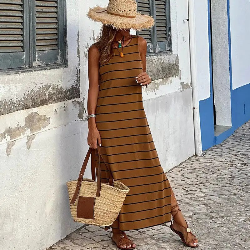 Get Ready for Spring and Summer 2024 with Our Stylish Stripe Vest Skirt Dress - Perfect for Any Occasion!
