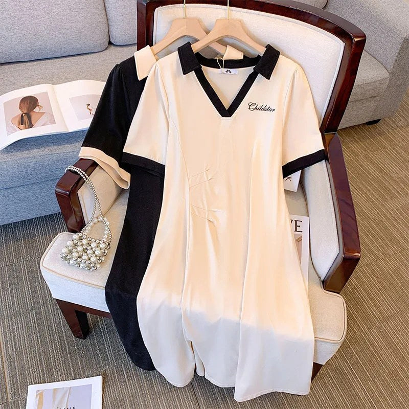 Stylish Women's Plus Size Slimming Casual Skirt & Short-Sleeved Dress for Summer