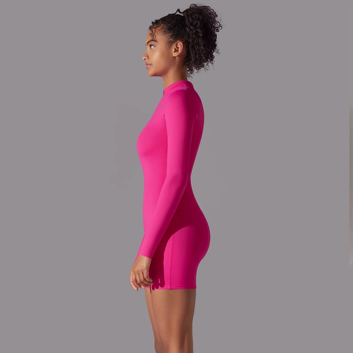 Stylish Zipper Open Collar High Elastic Jumpsuit for Fitness & Yoga