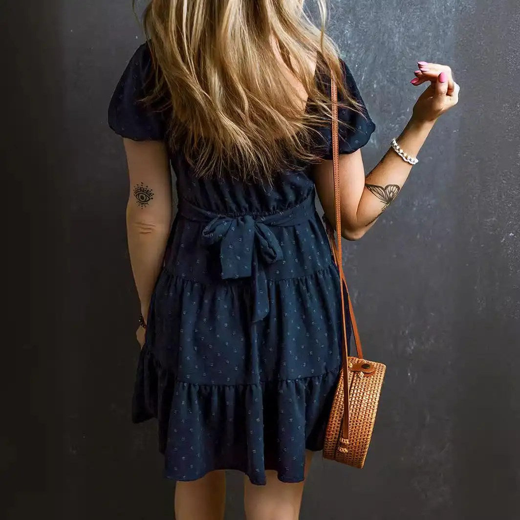 Step into Spring with our Fashion Lace-up Dress - A Must-Have for Fashionable Women!