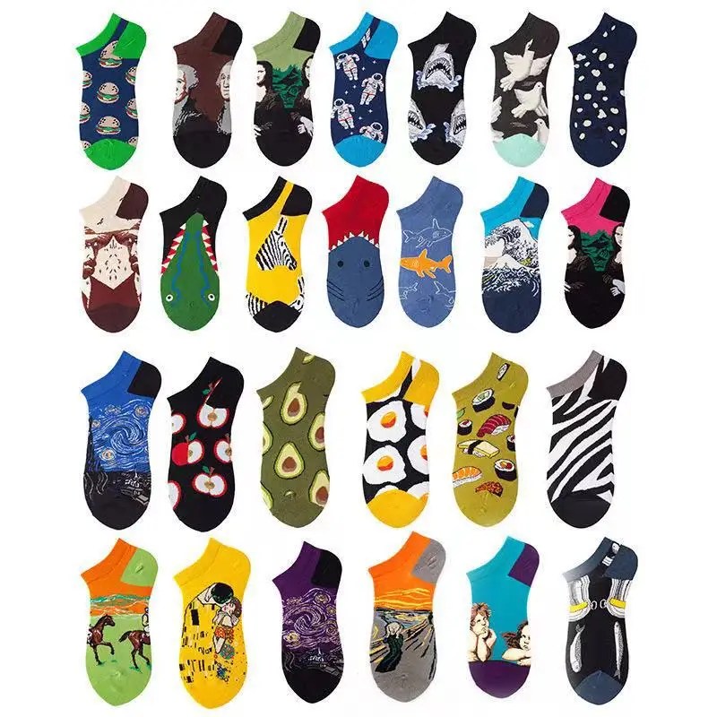 Spring into Style with Oil Painting Avocado Ankle Socks for Women