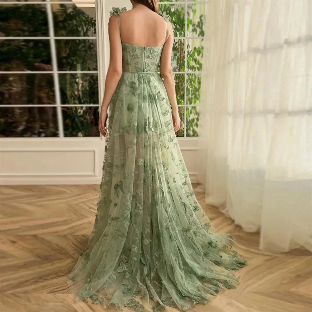 Niche fresh butterfly long dress small short A-shaped skirt stage performance competition art test skirt
