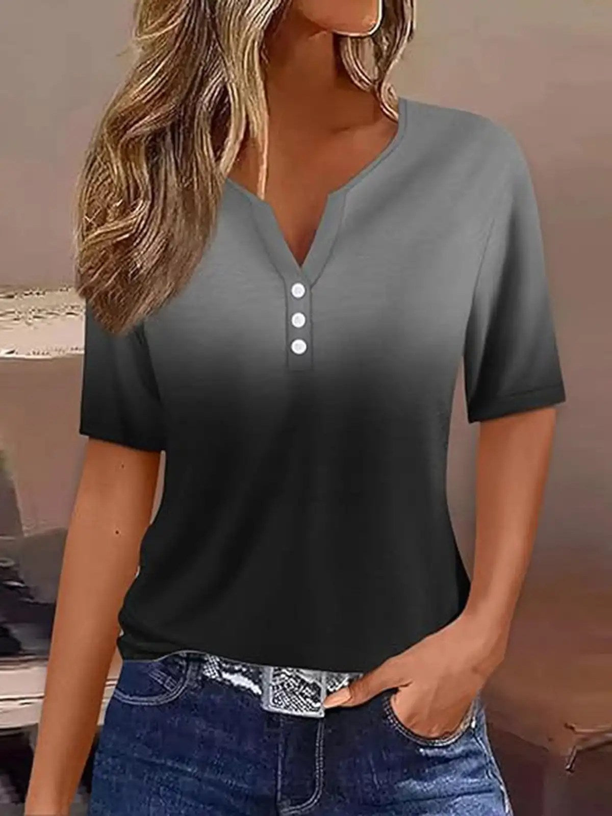 Stay Cool and Stylish with our Women's Summer V neck T-shirt - Perfect for Casual Comfort!