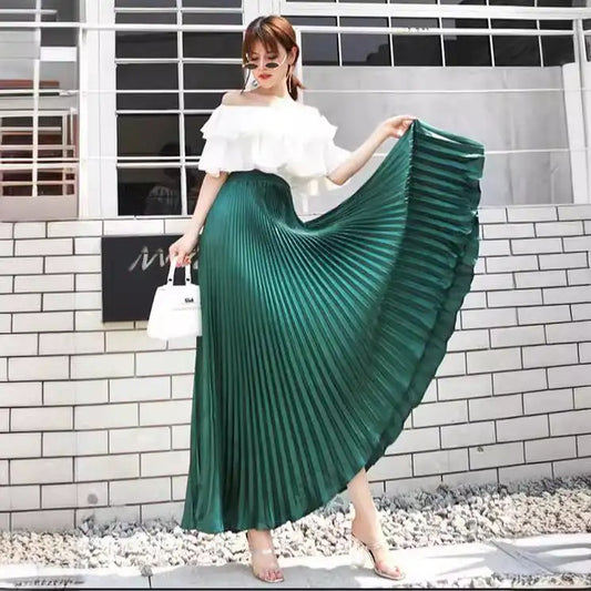 Upgrade Your Wardrobe with the 2024 High Waist Satin A-line Skirt - Perfect for Any Occasion!